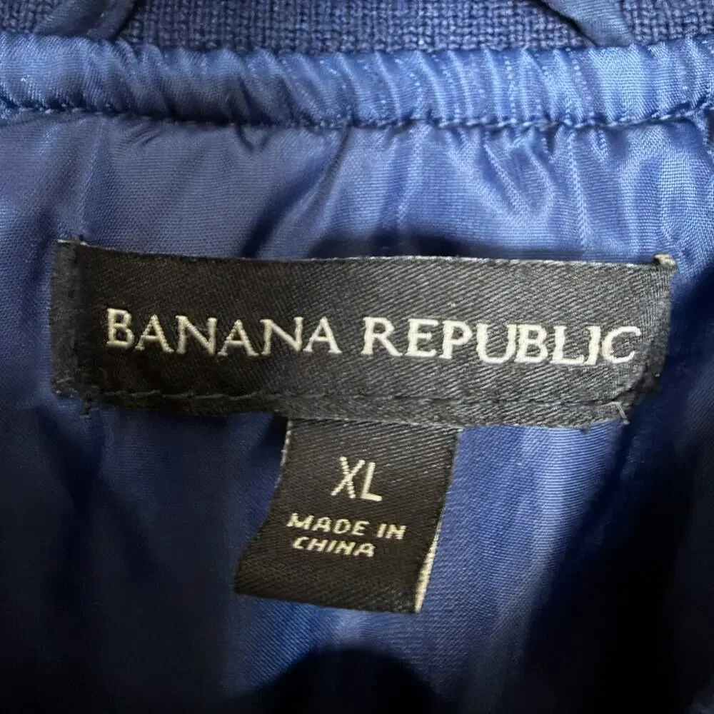Banana Republic Bomber Jacket Men's XL Navy Blue Preppy Pocket Full Zip Up